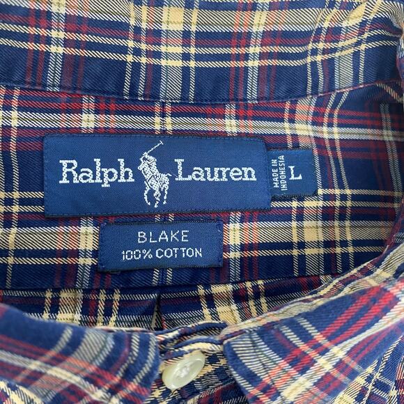 Ralph Lauren Large Blue Red Beige Check Plaid Long Sleeve Button Down Shirt - Picture 2 of 4
